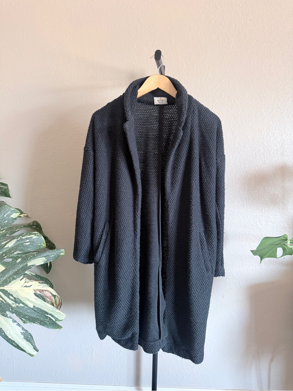 Marine Layer Black Textured Open-Front Women's Cardigan